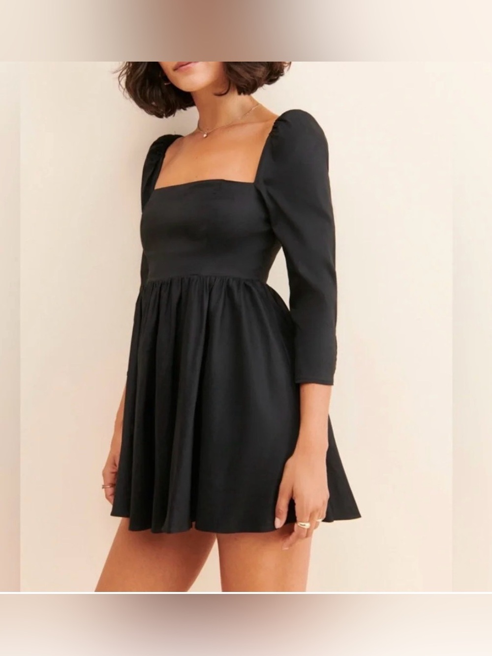 Maison amory Classic Black Long-Sleeve Fit & Flare Dress size L new without tag